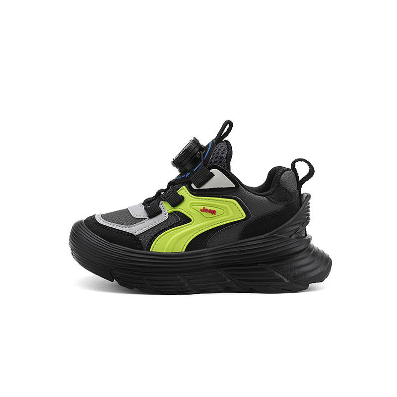 Jeep Synthetic Leather Low top Kids' Running Shoes Elf Yellow/Obsidian Black Kids'