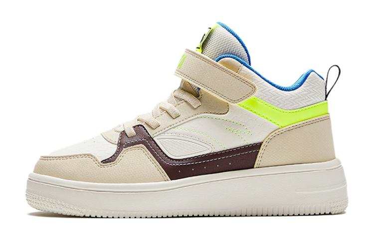Antakids Comfortable Round Toe Mid top Skateboard Shoes Beige Teenagers