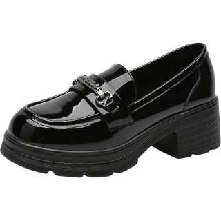 MUMUTU Slip Resistant, Abrasion Resistant, Breathable Kids' Leather Shoes Black Mirror Teenagers