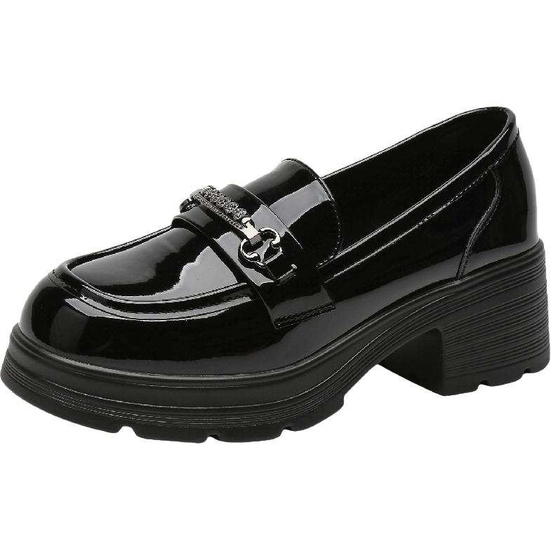 MUMUTU Slip Resistant, Abrasion Resistant, Breathable Kids' Leather Shoes Black Mirror Teenagers