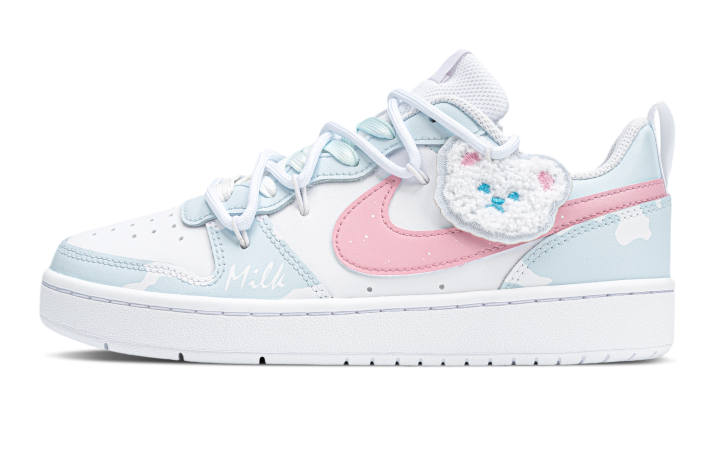 Nike Nike Court Borough Milk Salt Bear Leather Slip Resistant Anti Kick Abrasion Resistant