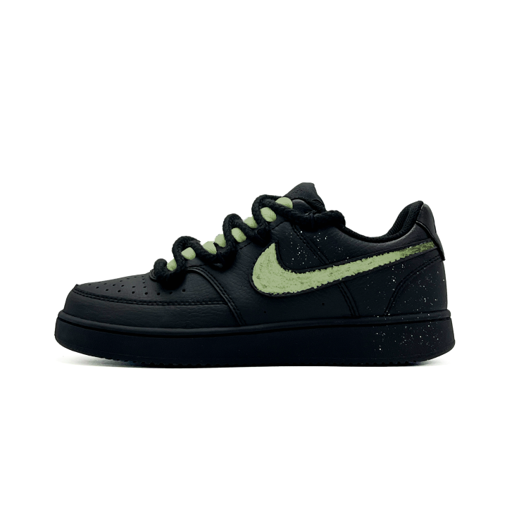 Nike Nike Court Vision Low Ink Shadow Cyan Glint PU Synthetic Leather Cushioning Abrasion Resistant