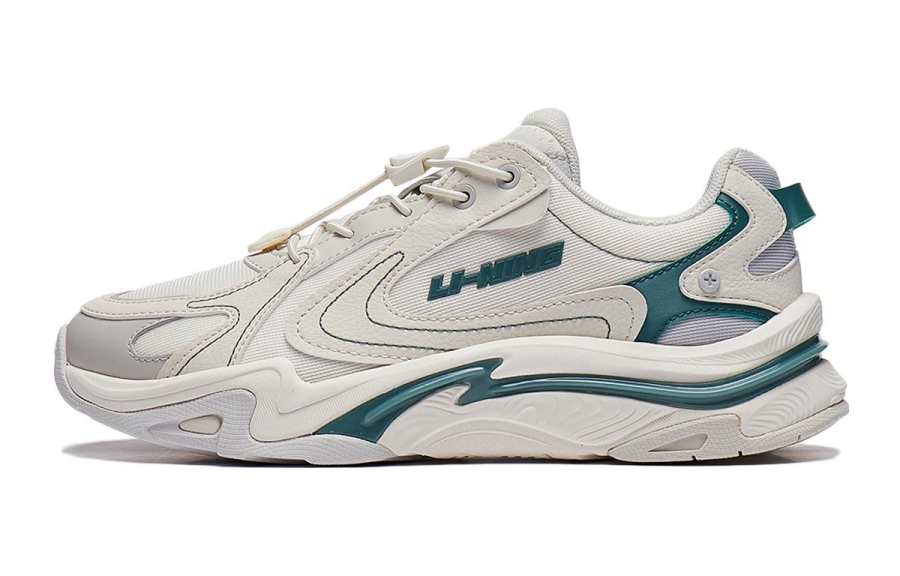 Li-Ning YOUNG Li Ning YOUNG Yunchuan V2 Synthetic Leather Comfortable Low top Casual Shoes Ecru Teenagers