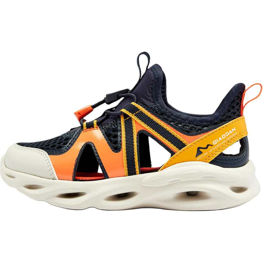 QIAODAN Comfortable And Lightweight Slip Resistant Abrasion Resistant Low top Kids' Running Shoes Blue Orange