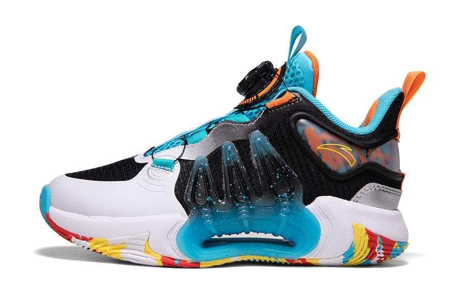 Antakids Qing Kuang Mid top Children's Basketball Shoes White Black Blue Kids'