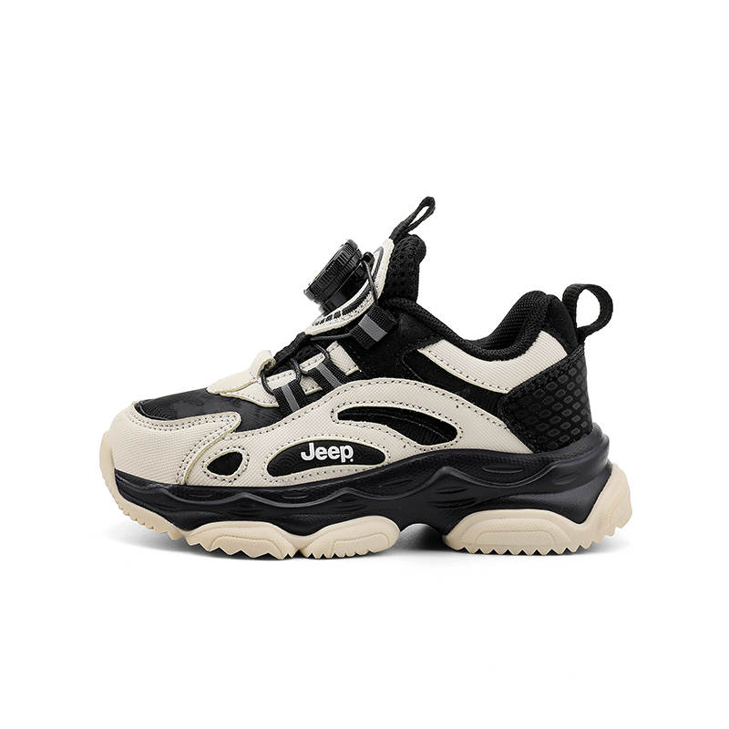 Jeep Comfortable Cushioning Abrasion Resistant Low top Kids' Running Shoes Black White Kids'