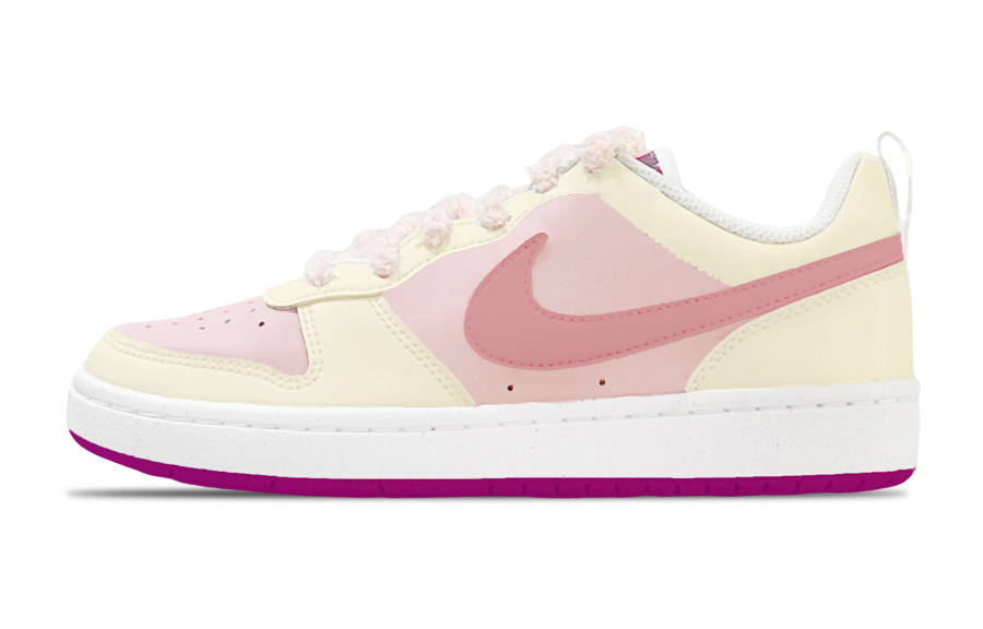 Nike Nike Court Borough Slip Resistant Abrasion Resistant Low top Kids' Skateboarding Shoes Pink Yellow Teenagers