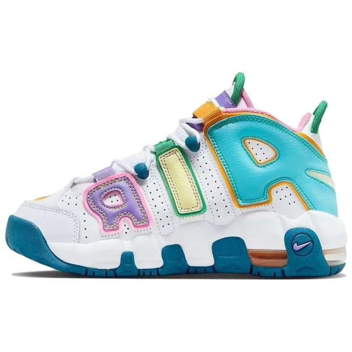 Nike Nike Air More Uptempo Leather Mid top Casual Shoes White Blue Pink Unisex