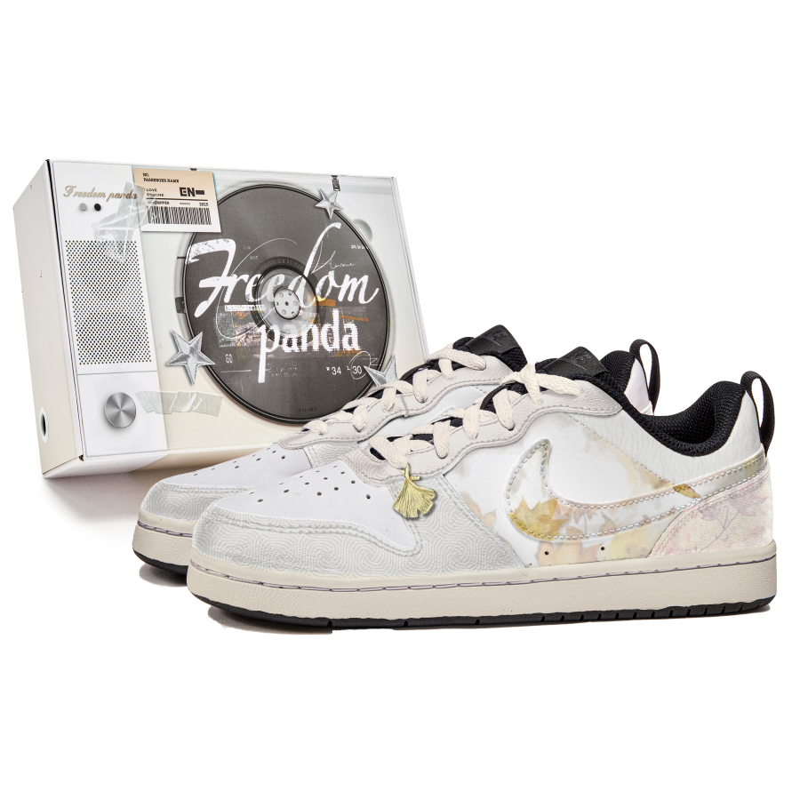 Nike Nike Court Borough Slip Resistant Abrasion Resistant Low top Kids' Skateboarding Shoes Yellow White Teenagers