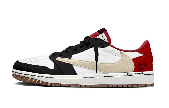 Jordan Travis Scott x Jordan Air Jordan 1 Hook Flame Panda Leather Cushioning Abrasion Resistant Cushioning, Wear Resistant