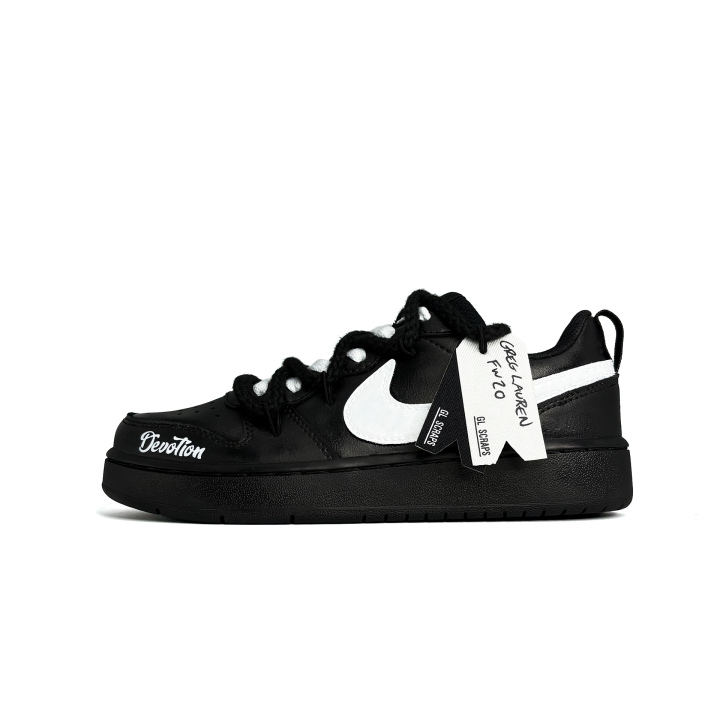 Nike Nike Court Borough Black White Feather Wings Synthetic Leather Slip Resistant Abrasion Resistant