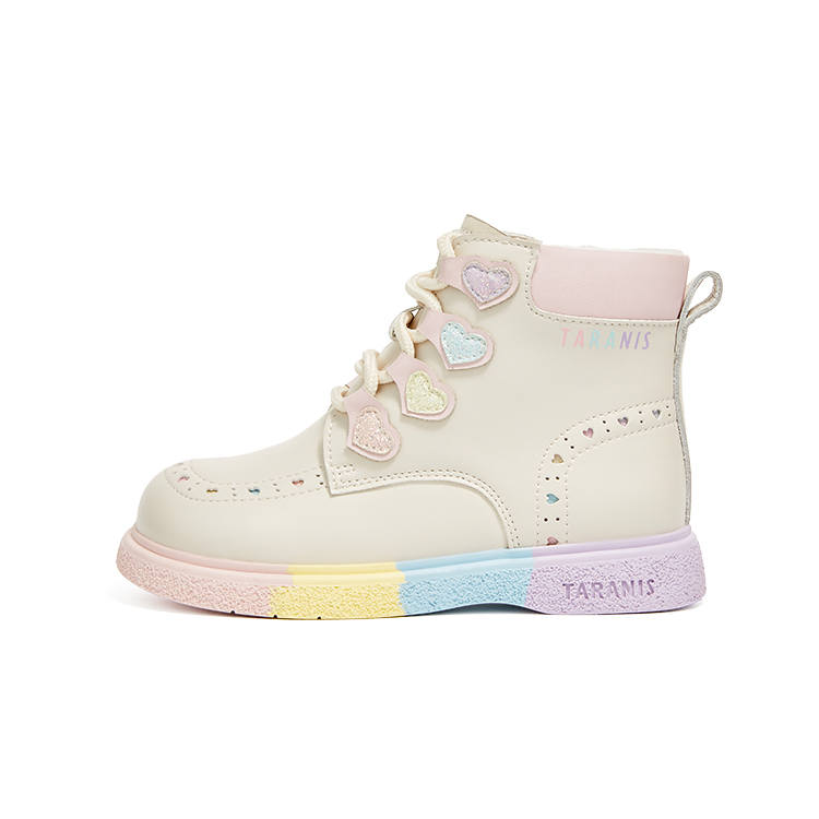 TARANIS Comfortable Fleece Lined Thermal Kids' Boots Ecru Children Aged 3 7 Years Old