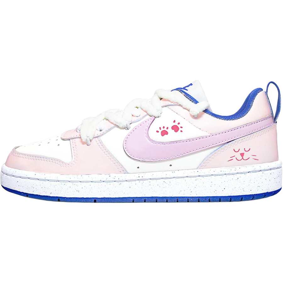 Nike Nike Court Borough Slip Resistant Abrasion Resistant Low top Kids' Skateboarding Shoes Pink White Unisex