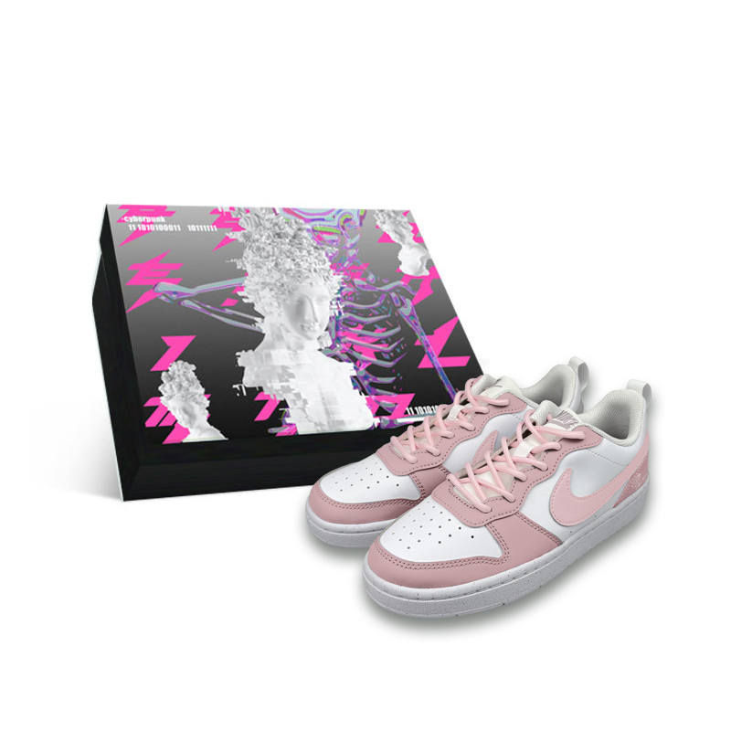 Nike Nike Court Borough Leather Abrasion Resistant Low top Kids' Skateboarding Shoes White Pink Unisex