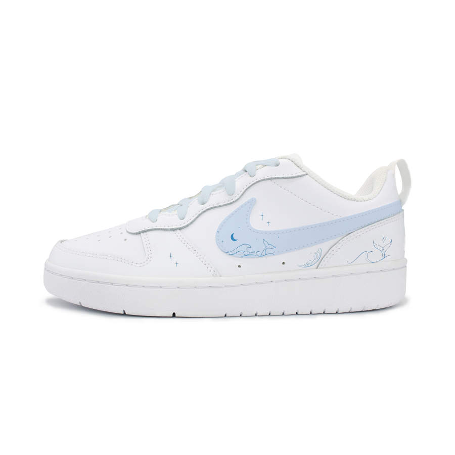 Nike Nike Court Borough Slip Resistant Low top Kids' Skateboarding Shoes White Blue Teenagers
