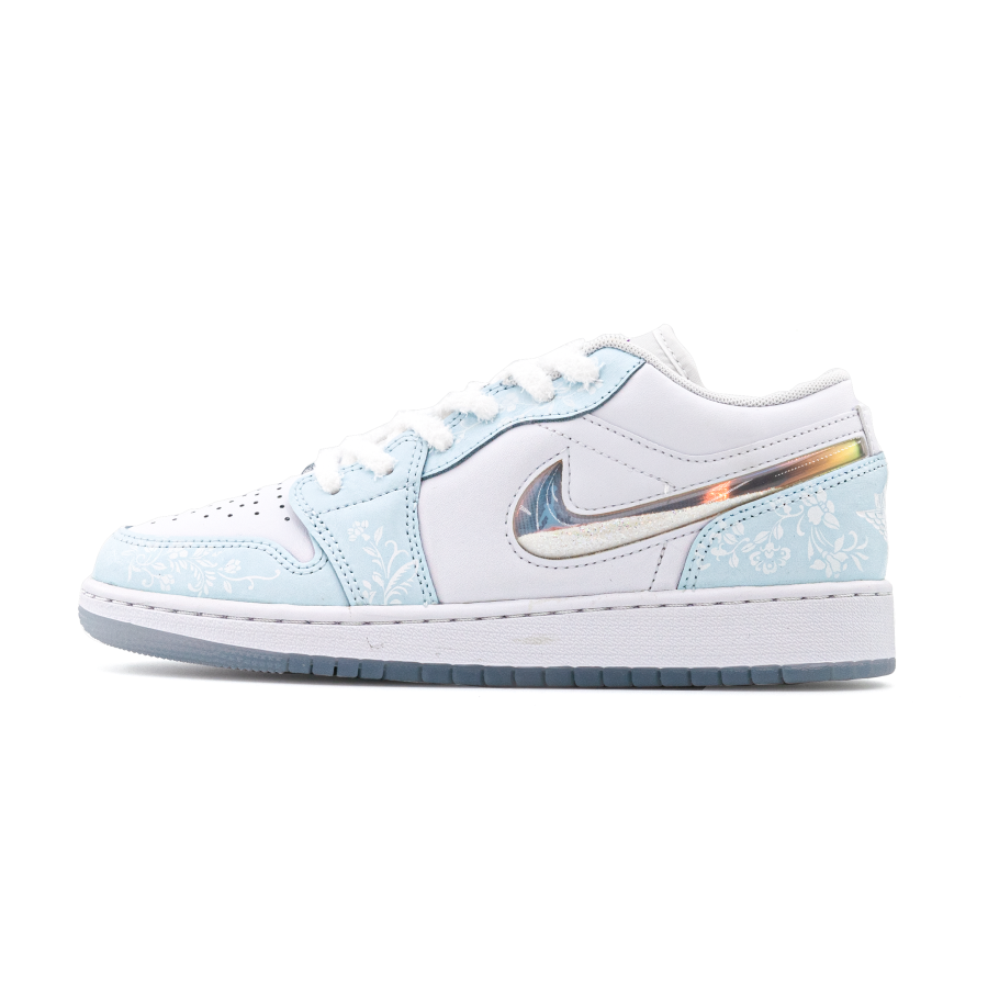 Jordan Jordan Air Jordan 1 Abrasion Resistant Abrasion Resistant Low top Children's Basketball Shoes Glacier Blue Teenagers