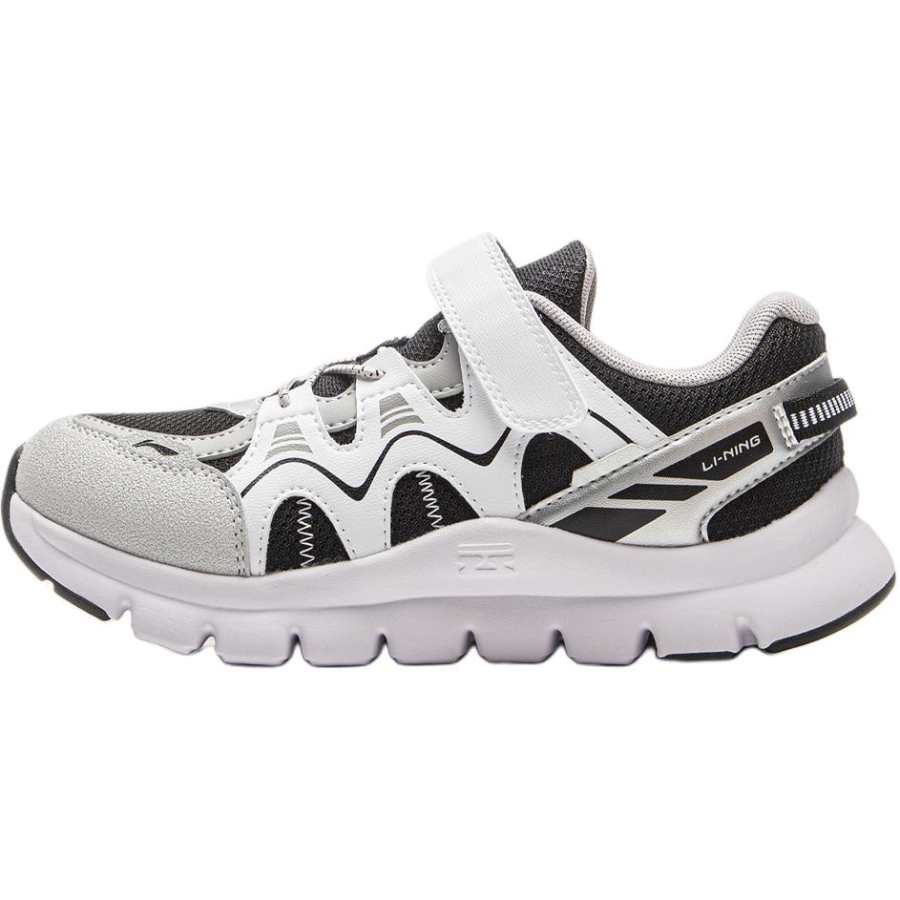 Li-Ning YOUNG Li Ning YOUNG Cushioning Rebound Low top Kids Lifestyle Shoes Black/Standard White Children Aged 3 7 Years Old