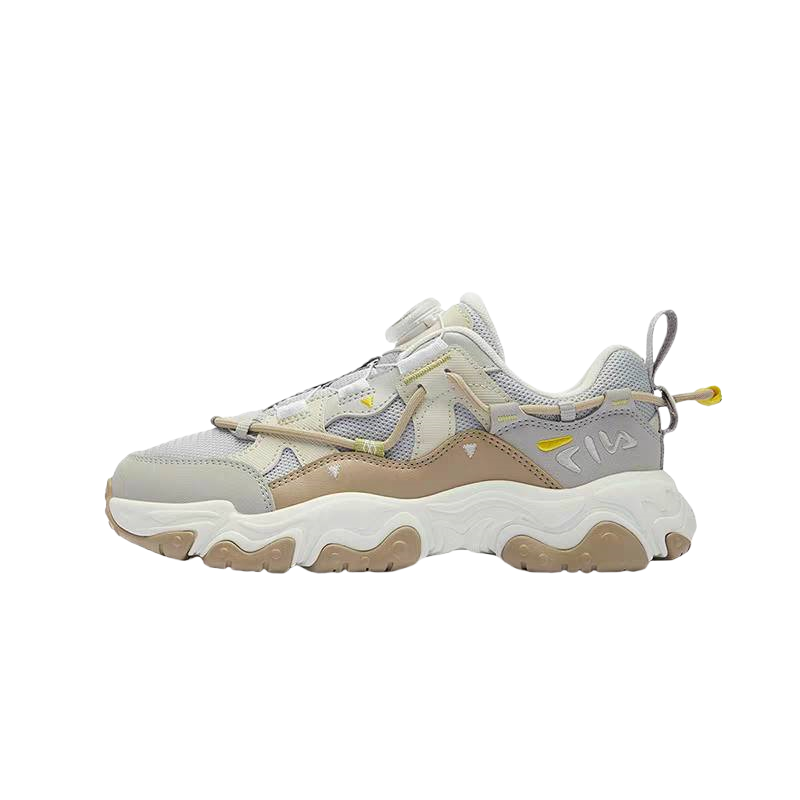 FILA KIDS Abrasion Resistant Slip Resistant Low top Kids' Running Shoes Beige Gray Teenagers