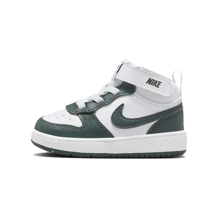 Nike Nike Court Borough 2 Slip Resistant Abrasion Resistant Mid top Toddler Shoes White Green Infant And Toddler