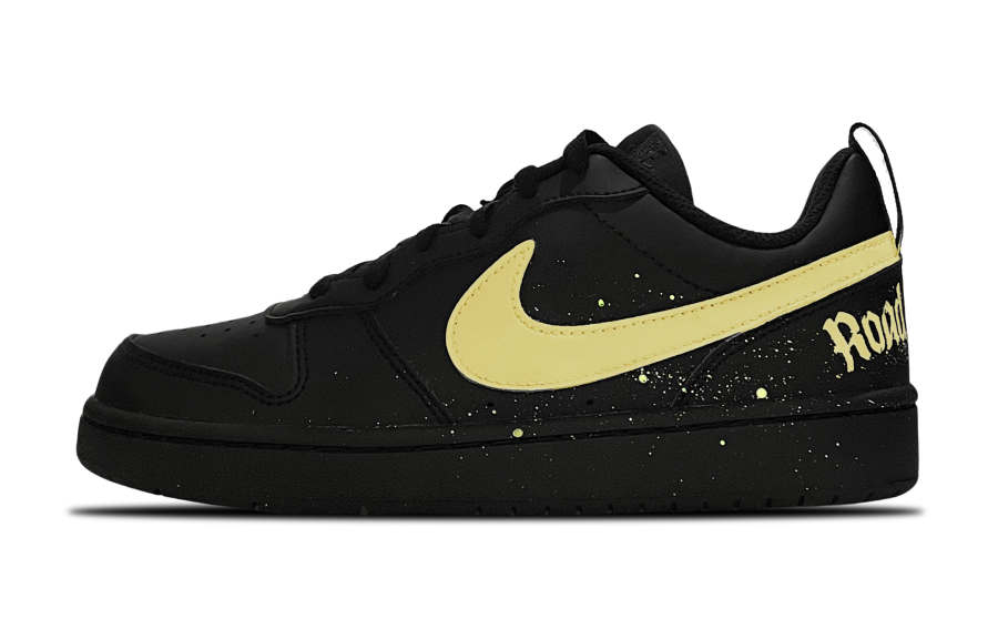 Nike Nike Court Borough Leather Low top Kids' Skateboarding Shoes Black Yellow Teenagers