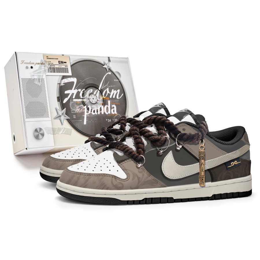Nike Nike Dunk Slip Resistant Abrasion Resistant Low top Kids' Skateboarding Shoes Brown Gray Teenagers