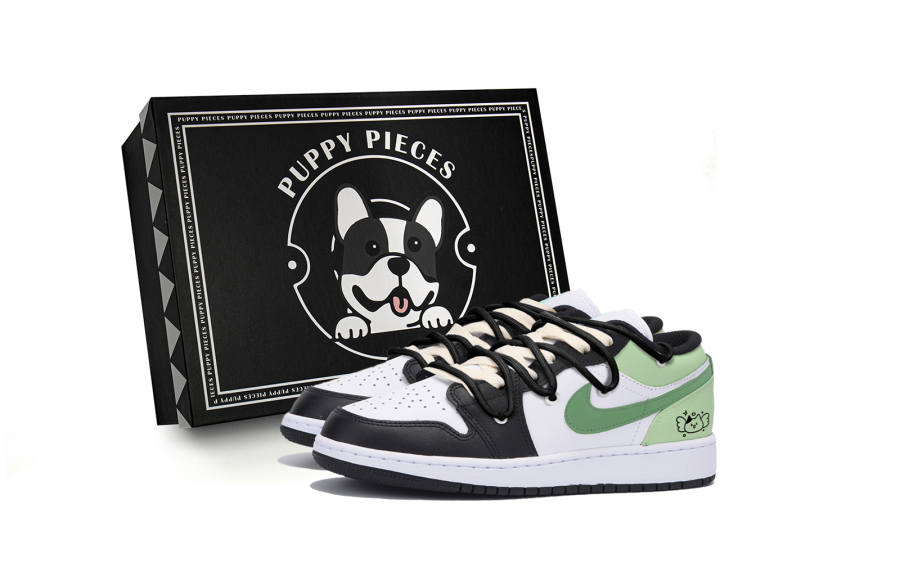 Jordan Jordan Air Jordan 1 Slip Resistant Low top Children's Basketball Shoes Black Green Teenagers