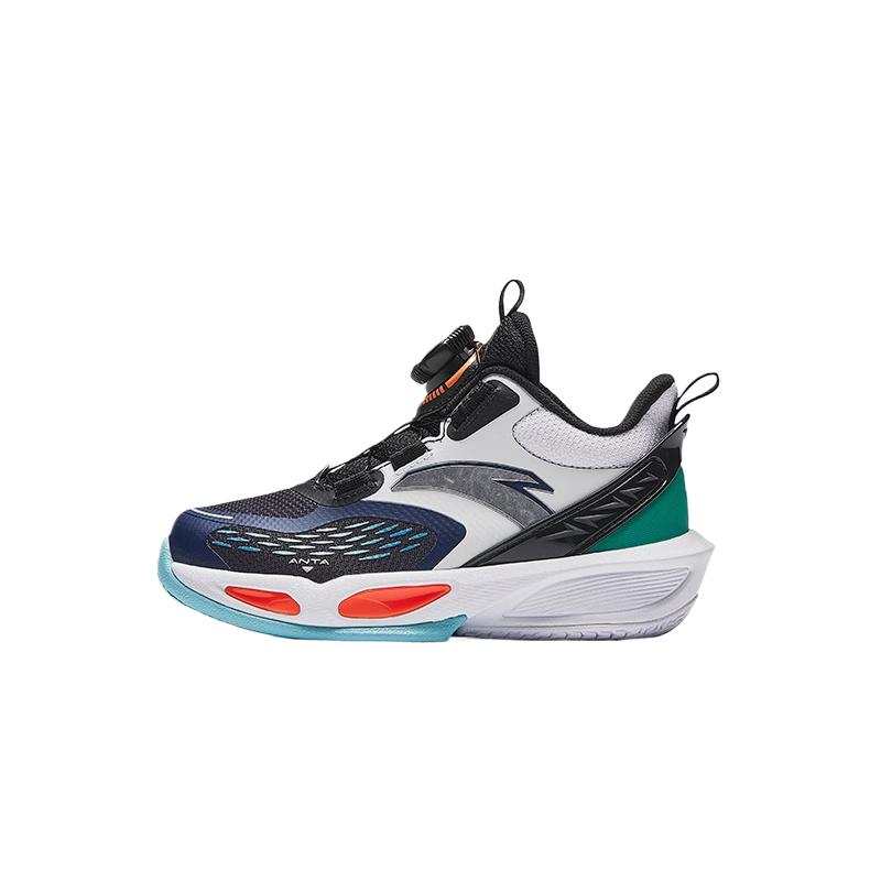 Antakids Slip Resistant Abrasion Resistant High top Children's Basketball Shoes Black/Anta White/Canopies Blue Kids'