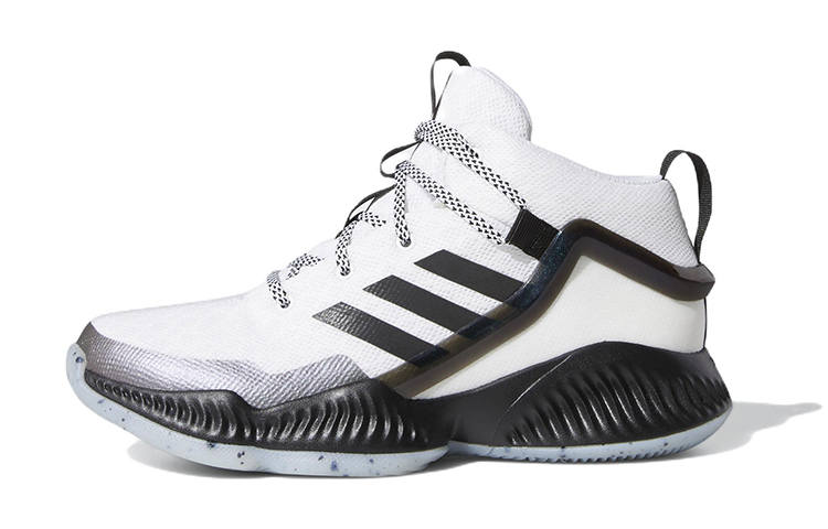 Adidas Adidas Lockdown J Fabric Slip Resistant Abrasion Resistant Mid top Children's Basketball Shoes White Black Unisex