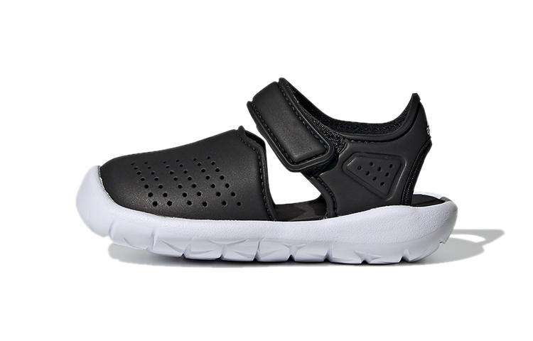 Adidas Adidas Fortaswim Stripes I Slip Resistant Anti Kick Abrasion Resistant Low top Toddler Shoes Black White