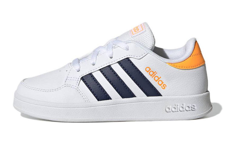 Adidas Neo Breaknet K Synthetic Leather Comfortable Abrasion Resistant Low top Kids' Skateboarding Shoes White Yellow