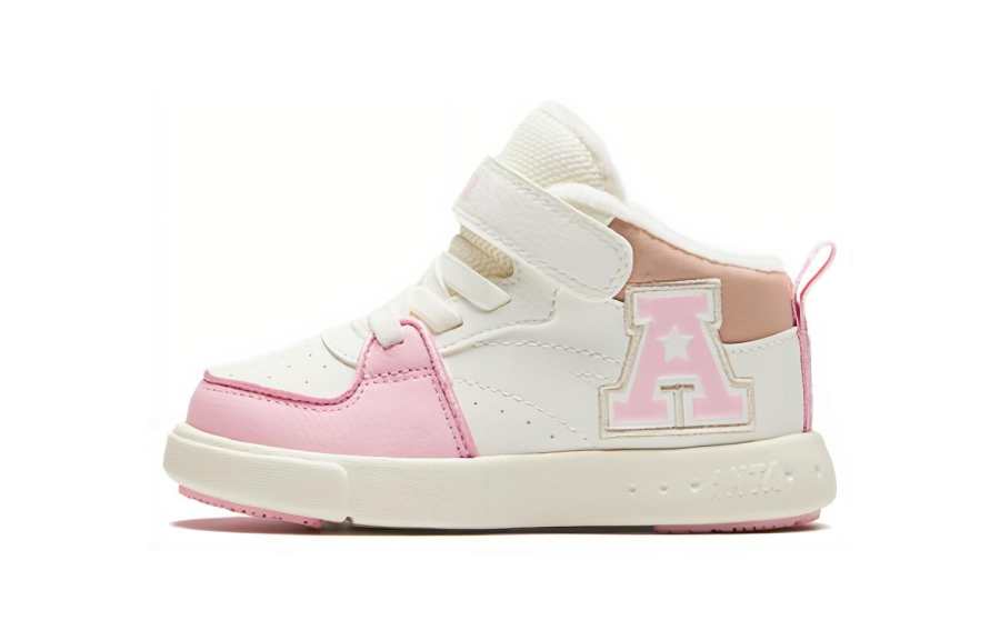 Antakids Cushioning, Wear Resistant Mid top Toddler Shoes White Pink Infant And Toddler