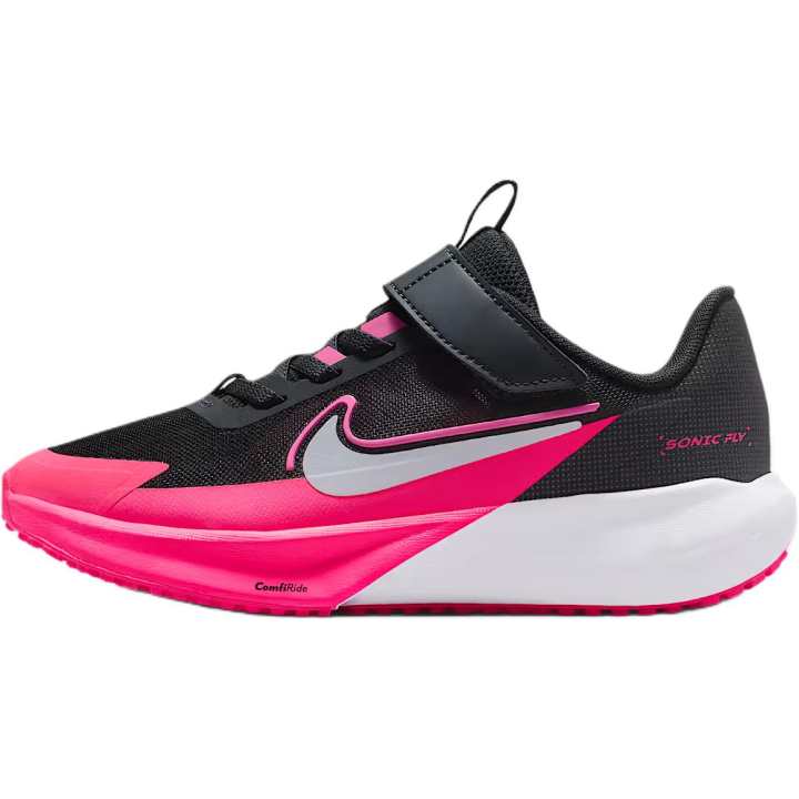 Nike Nike SONIC FLY Breathable Lightweight Cushioning Low top Kids' Running Shoes Black Pink Children Aged 3 7 Years Old