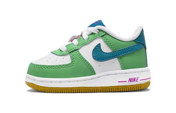Nike Nike Air Force 1 Low LV8 TD Slip Resistant Cushioning Low top Baby & Toddler Shoes White Green Infant And Toddler