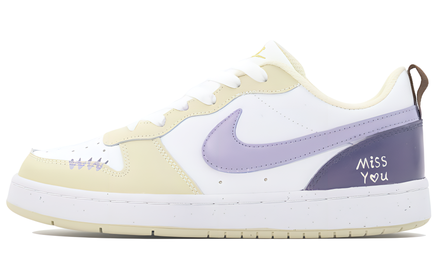Nike Nike Court Borough Synthetic Leather Slip Resistant Abrasion Resistant Low top Kids' Skateboarding Shoes Light Purple