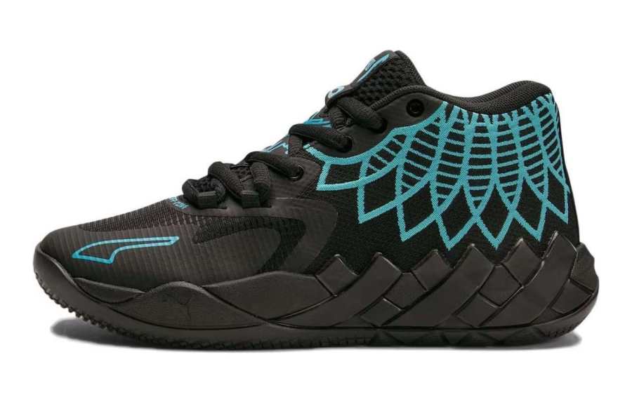 PUMA LaMelo Ball x PUMA MB.01 Abrasion Resistant Abrasion Resistant Mid top Children's Basketball Shoes Black Blue Teenagers