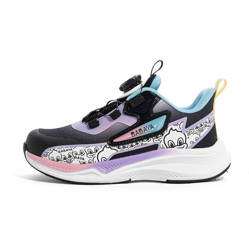 Babaya Mesh Slip Resistant And Breathable Low top Kids' Running Shoes Black Purple Teenagers