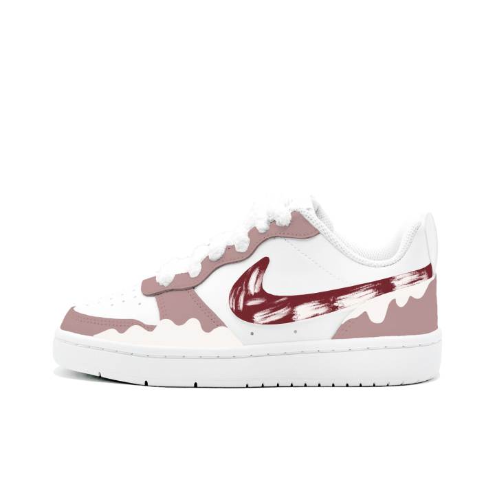 Nike Nike Court Borough Kung Fu Rabbit Peach Brown Cream Leather Slip Resistant Cushioning Abrasion Resistant Low top