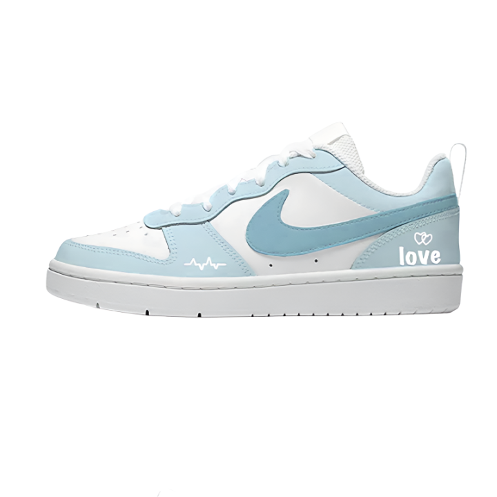 Nike Nike Court Borough Light Blue Heartbeat Leather Low top Kids' Skateboarding Shoes Ink Blue Unisex