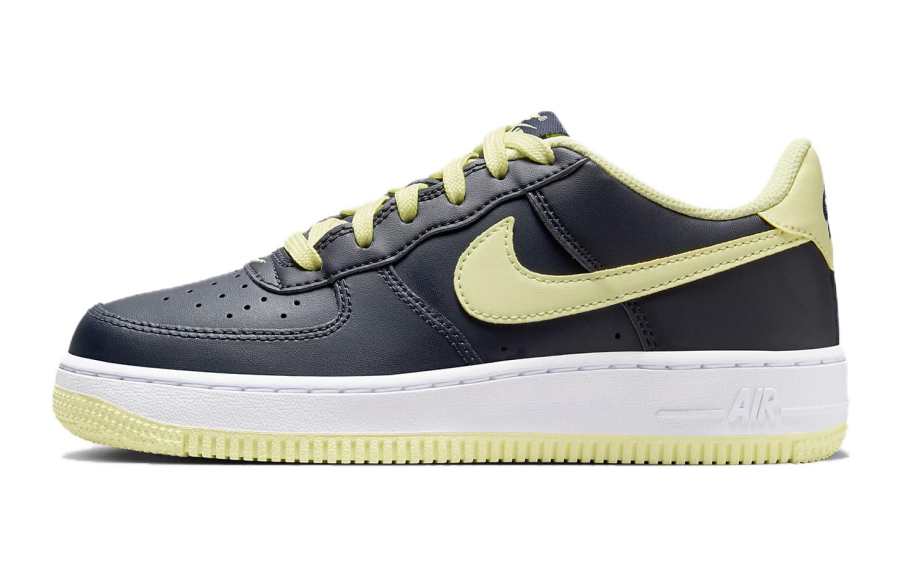 Nike Nike Air Force 1 Leather Low top Skateboard Shoes Black Yellow Kids'
