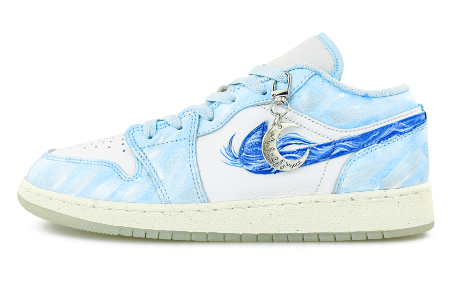 Jordan Jordan Air Jordan 1 Slip Resistant Abrasion Resistant Low top Children's Basketball Shoes Blue Unisex