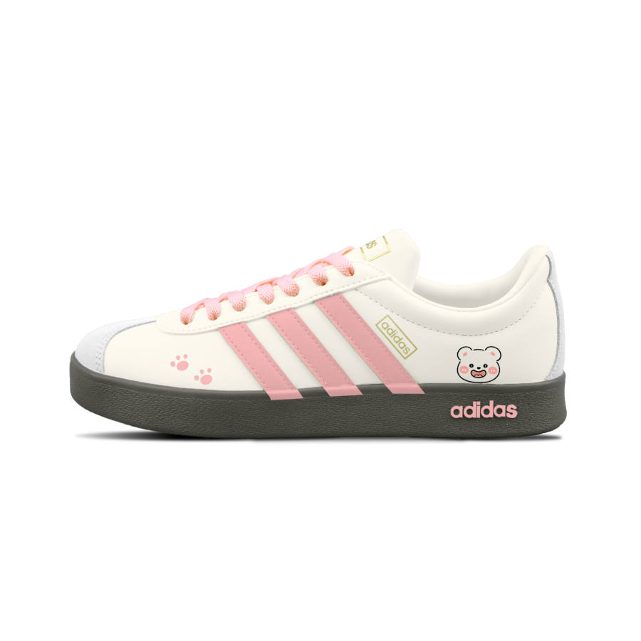 Adidas Adidas VL COURT 2.0 Pink Cute Teddiursa Low top German Army Trainers Unisex Beige Pink