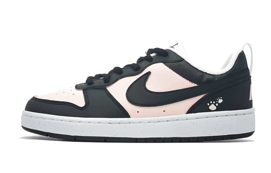 Nike Nike Court Borough LOW RECRAFT Slip Resistant Abrasion Resistant Low top Kids' Skateboarding Shoes Black Teenagers