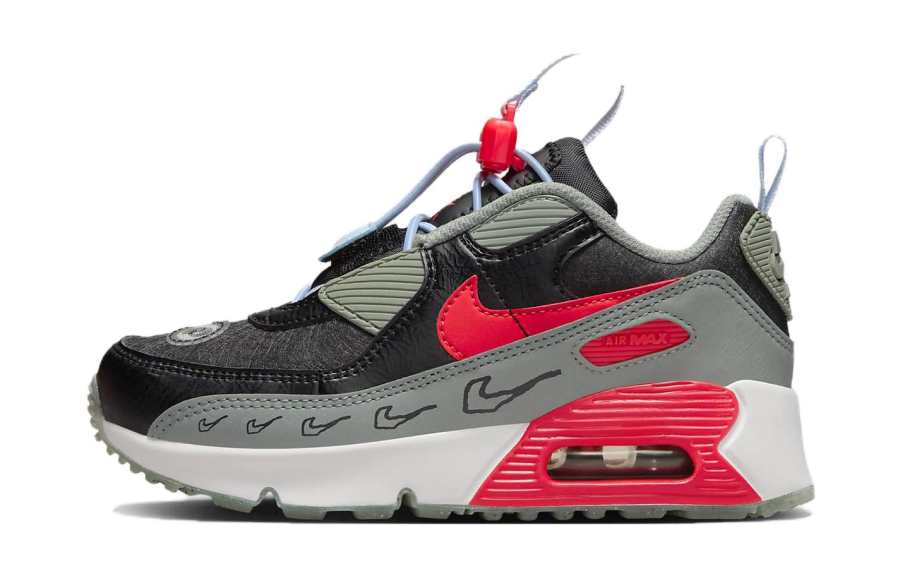 Nike Nike Air Max 90 Kids Lifestyle Shoes Gray Red Teenagers