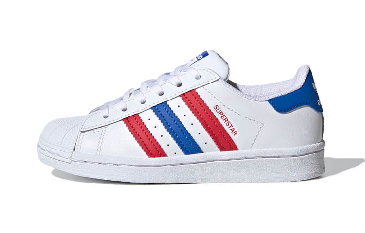 Adidas Originals SUPERSTAR Low top Skateboard Shoes White Blue Red Children Aged 3 7 Years Old