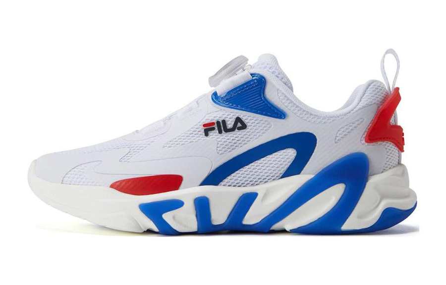 FILA KIDS Slip Resistant, Abrasion Resistant, Breathable Low top Kids' Running Shoes White Blue Teenagers