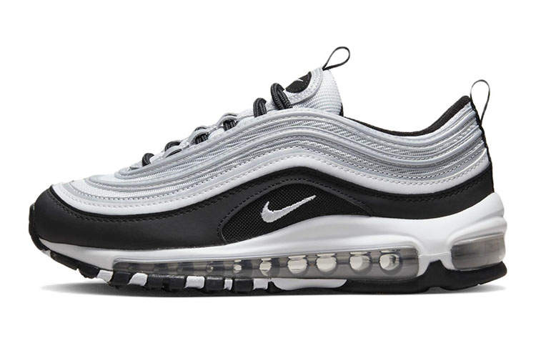 Nike Nike Air Max 97 Leather Cushioning Abrasion Resistant Low top Running Shoes Silver Black Unisex