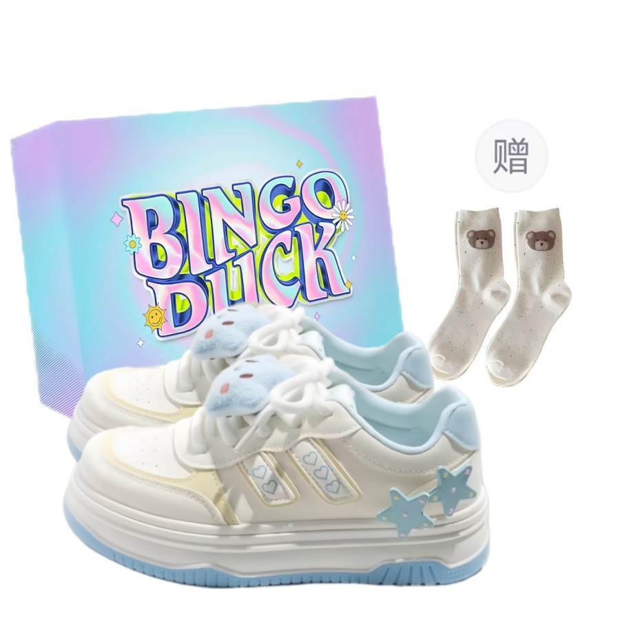 BINGO DUCK Slip Resistant Slip Resistant Low top Skateboard Shoes Sky Blue Kids'