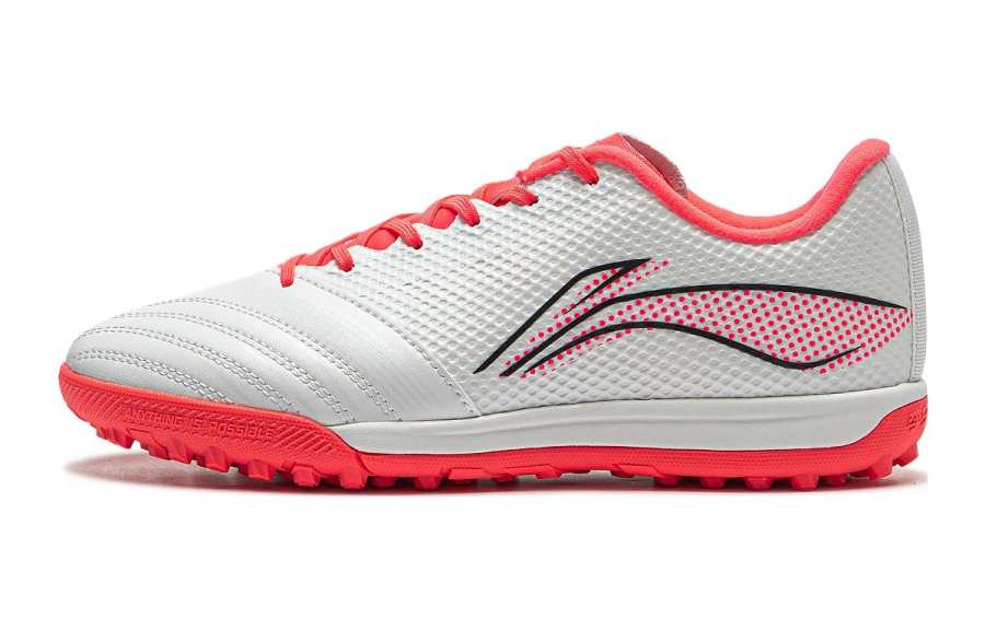 Li-Ning Li Ning Comfortable Anti Kick Abrasion Resistant Support Low top Kids' Soccer Shoes White Red
