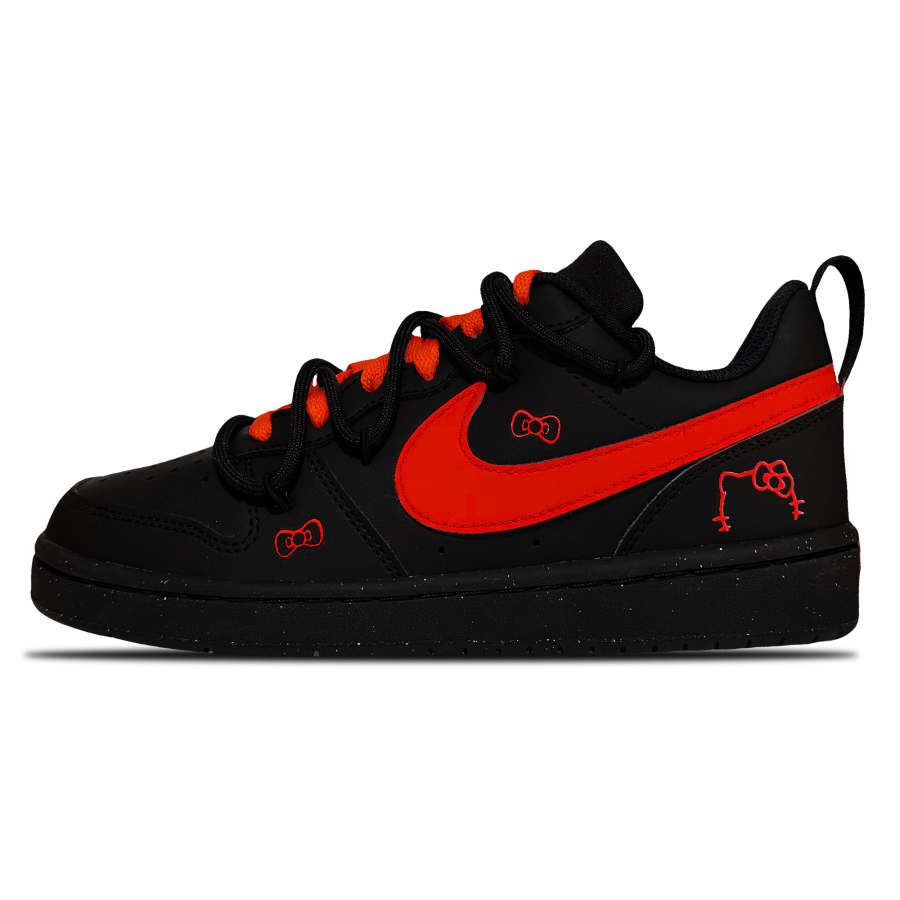 Nike Nike Court Borough Red Heart Lace Up Leather Slip Resistant Low top Kids' Skateboarding Shoes Black Kids'