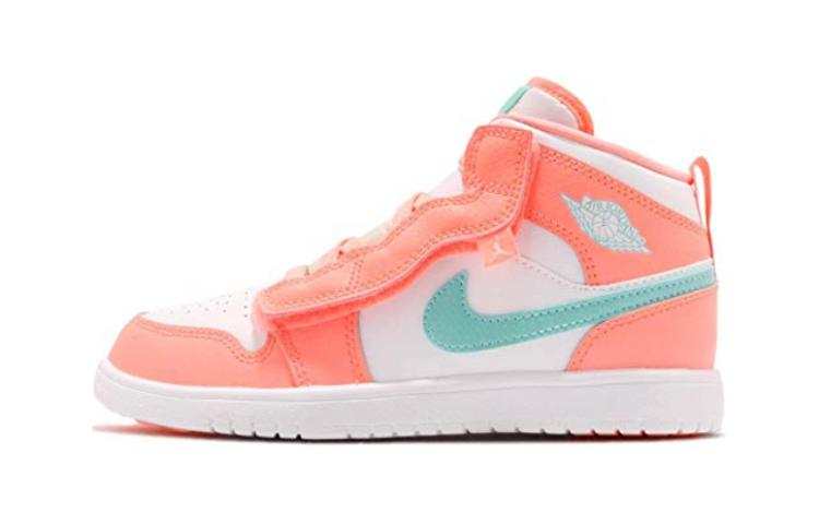 Jordan Jordan Air Jordan 1 Mid top Children's Basketball Shoes White Orange Children Aged 3 7 Years Old